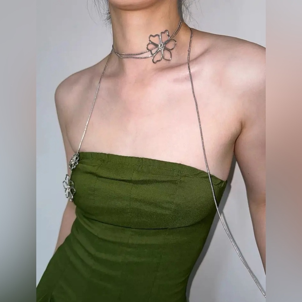 Silver Flower Wrap Necklace